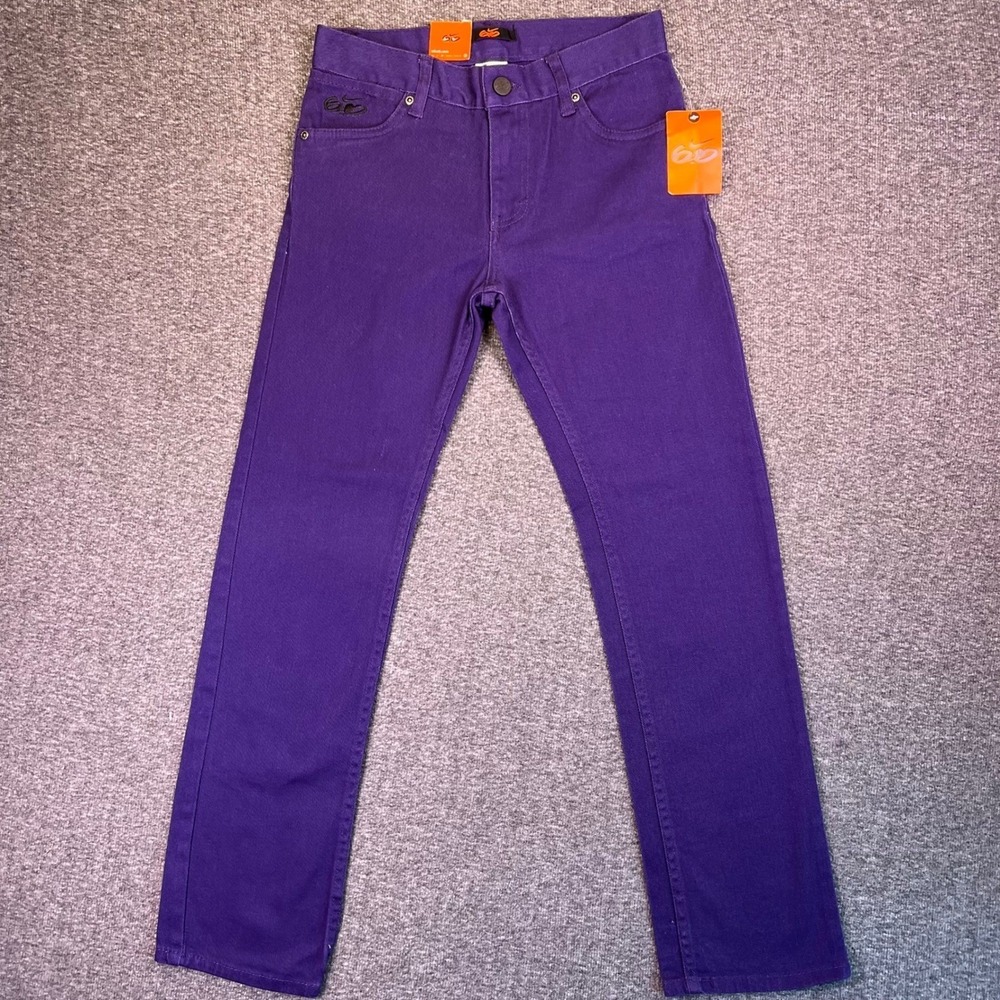 Nike 6.0 Jeans Girls Size 14 Purple Straight Logos Stretch Denim NEW Fits28x29